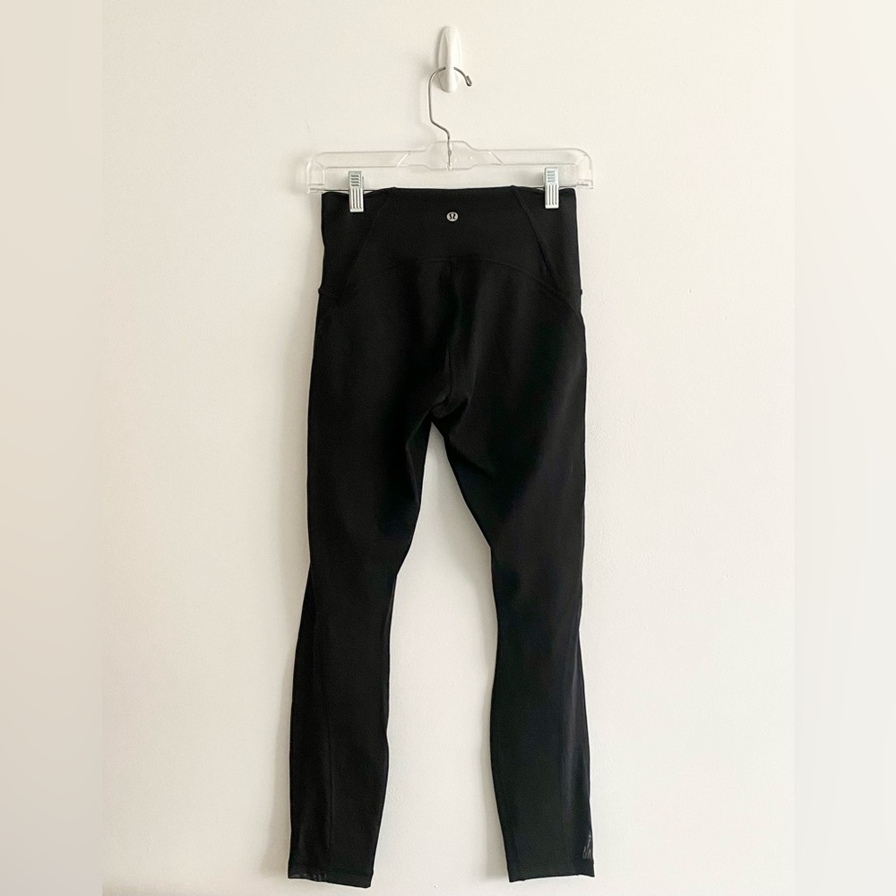 LULULEMON Black Leggings with Ankle Mesh, Size 6